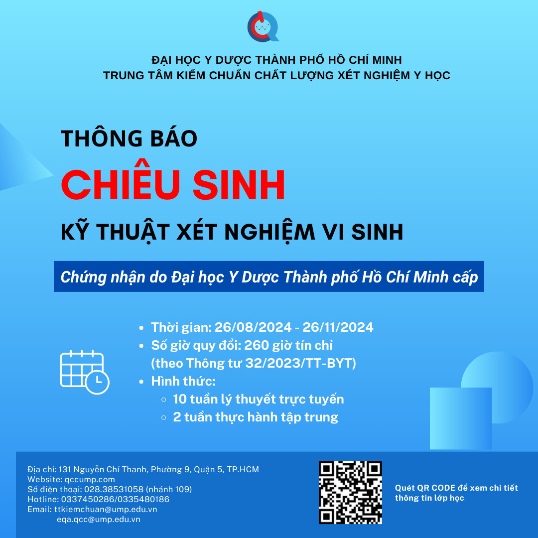 CME 2024 - Kỹ thuật xét nghiệm Vi sinh, khóa 3 (26/8-26/11/2024)
